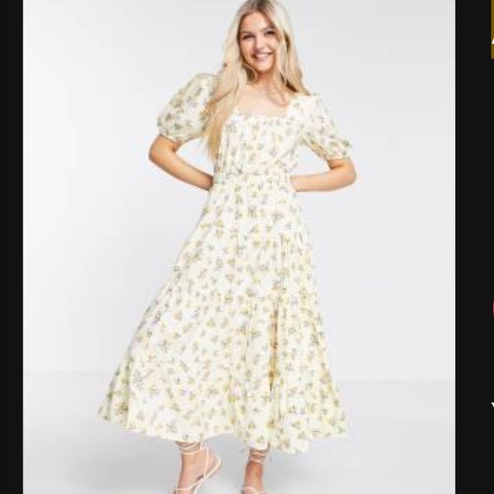 ASOS design floral maxi skater dress with crossback